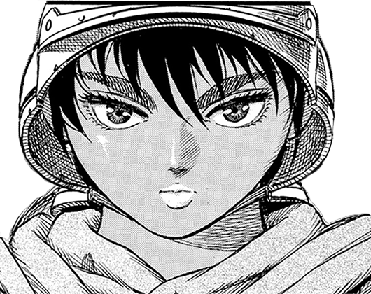 Casca wearing her Band of the Hawk armor, gazing wistfully